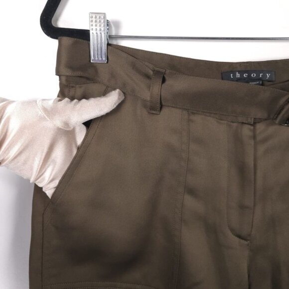 theory HANNON B/SPLENDOR Cargo Pants Tapered Satin F1009210 Size 8 - Picture 3 of 12